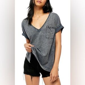 FREE‎ PEOPLE
Want You Side Slit Pocket T-shirt In Dusted Denim